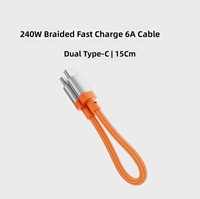 Kabel Data Magnetik Power Bank Mobil Pengisian Daya Super Cepat Dual Type-C Konduktor 5 Inti Terjalin 240W 15cm