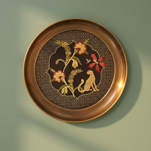 Round Handpainted Metal <b>Decorative</b> <b>Plate</b> With Oriental Floral And Animal Design For Wall Display - Product Image 3