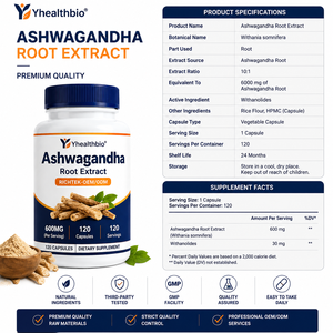 Suplemento Herbal OEM, Suplementos de Ashwagandha, Cápsulas de Ashwagandha, Suplemento Energético Herbal, Cápsulas de Extracto de Raíz de Ashwagandha - Product Image 2