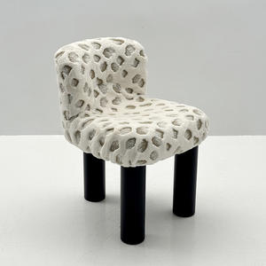 Fauteuil de salon nordique en tissu bouclé, design de luxe léger, chaise de salle à manger, fauteuil simple en laine pour chambre à coucher - Product Image 4