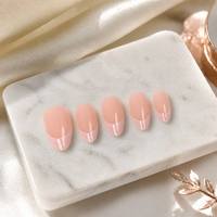 Nouveautés Y114 - Ensemble de faux ongles réutilisables Kaixin courts en forme d'amande, rose clair, style français, en ABS, à coller, 10 pièces