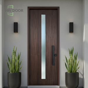 Portes d'entrée en bois de chêne acajou insonorisées originales modernes avec vitrage pour maisons, chambre à coucher, portes intérieures en bois massif simples - Product Image 2