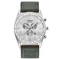 Faible QUANTITÉ MINIMALE DE COMMANDE Pas Cher XINEW Bande de Cuir Sport Quartz Montre relogio masculino