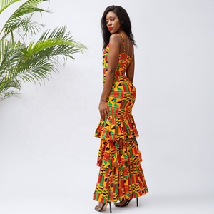 Vente Chaude Robe Sexy sans Manches Motif Kente Robe de Soirée Élégante <span class=keywords><strong>Africaine</strong></span> Imprimé <span class=keywords><strong>Wax</strong></span> Décontractée pour Femmes Vêtements - Product Image 2
