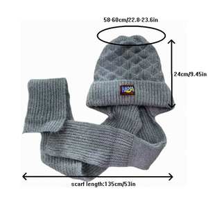 Hiver Logo personnalisé Protection intégrée des oreilles Casquette coupe-vent <span class=keywords><strong>Echarpe</strong></span> d'hiver en laine Mohair <span class=keywords><strong>Bonnet</strong></span> <span class=keywords><strong>Echarpe</strong></span> pour femmes - Product Image 3