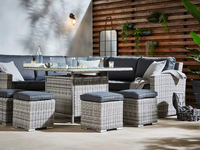 Meubles de patio en aluminium Foyers de jardin à gaz Table d'extérieur BBQ Ensemble de canapés d'angle d'extérieur en métal rotin de luxe avec foyer