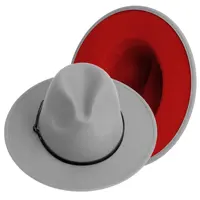 Cappello Fedora a tesa larga rigido bicolore rosso di alta qualità per donna uomo moda abito Fadora Fedora cappelli 2021 all'ingrosso