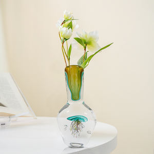 Jarrón de Vidrio de Estilo Natural Moderno de Alta Gama, Decoración para Sala de Estar u Oficina, Jarrón de Vidrio Soplado a Mano - Product Image 3