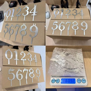シルバーミラーナンバーケーキトッパー 0～9 両面アクリルカップケーキトッパー 誕生日記念日パーティーデザートデコレーション用 - Product Image 4