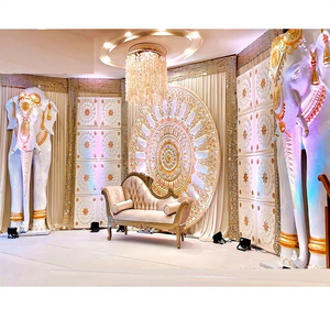 Panneaux de fond en fibre pour scène de mariage sur le thème du Sri Lanka, avec éléphant charmant, décoration de mariage élégante avec panneaux FRP, Royaume-Uni - Product Image 1