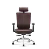 Fauteuil de Direction Ergonomique Moderne en Cuir de Vachette avec Accoudoirs 3D pour Bureau de Chef