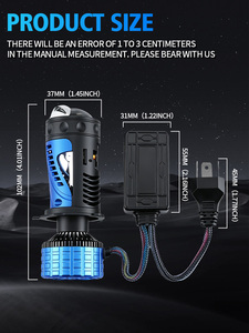 Phare de voiture à double lentille H4 Focus Beam, projecteur LED mini haute puissance 80W 6000K en cuivre avec ventilateur de refroidissement pour voiture et moto - Product Image 6