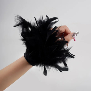 New Design Ostrich <strong>Feather</strong> <strong>Cuff</strong> Wrist Sleeve Real <strong>Feather</strong> <strong>Cuffs</strong> <strong>Feather</strong> <strong>Cuff</strong> <strong>Snap</strong> Bracelet Clap on Satin Shirts Elegant - Product Image 4