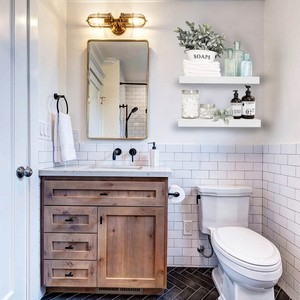 Bathroom <b>Floating</b> <b>Shelves</b> 16 Inch Set Of 2 <b>White</b> Wall Mounted Over Toilet Farmhouse Decor - Product Image 2