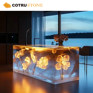 Sang trọng Backlit mờ Onyx nhà bếp <span class=keywords><strong>Countertop</strong></span> hiện đại đá cẩm thạch tự nhiên Đảo cho trang trí nội thất - Product Image 5