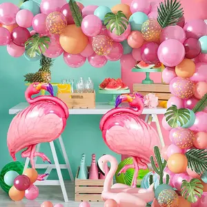 Toptan balonlar doğum günü parti tropikal set-Yaz tropikal Flamingo balon Hawaiian parti plaj doğum günü partisi dekor Garland doğum günü partisi dekor Flamingo balon seti