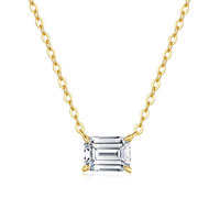 Collar con Colgante Rectangular de Plata de Ley 925 con Moissanita de 1 Quilate, Corte Esmeralda, para Fiesta o Aniversario