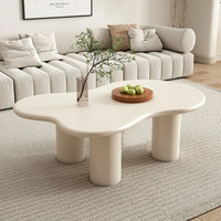 Ensemble de table basse Voyage Modern Home table centrale en forme de nuage ondulé blanc crème pour le salon