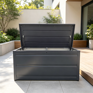 <span class=keywords><strong>Coffre</strong></span> de <span class=keywords><strong>rangement</strong></span> extérieur en acier pour jardin, avec couvercle relevable, facilement assemblable, capacité 450L, pour coussins de patio, meubles, outils, <span class=keywords><strong>piscine</strong></span> - Product Image 1
