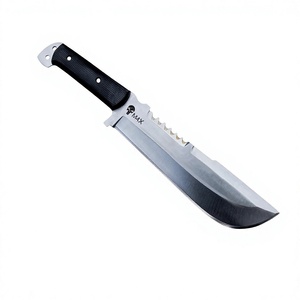 Couteau de camping en acier inoxydable, lame à pointe tombante, bord dentelé, manche en bois, outil de survie en plein air, couteau artisanal inspiré du film Punisher, 12 pouces - Product Image 2