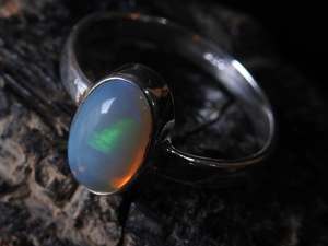 Australian Multi Fire <b>Opal</b> Wedding <b>Ring</b>-<b>Silver</b>-October Birthstone-Solid <b>Opal</b>-10x6mm-7 US Bezel Setting Engagement Gift - Product Image 6
