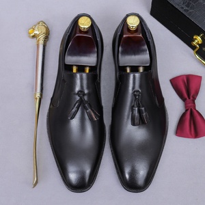 New Men's Cowhide Leather <b>Shoes</b> Business Casual One-foot Fringed Loafers for Summer <b>Hook</b>-and-foot Design - Product Image 6