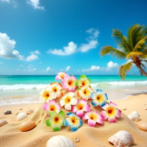 Diverses pinces à cheveux artisanales en fleur d'œuf et frangipanier artificiel, idéales pour les vacances à la plage - Product Image 3