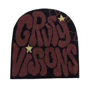 หมวกบีนนี่ลายแจ็คการ์ด Crazy Visions สำหรับผู้ใหญ่ ยูนิเซ็กซ์ สไตล์วินเทจ สำหรับฤดูหนาว ขนาด 56-58 ซม. ลายตัวอักษร ถักทอ อุ่น ระบายอากาศได้ดี กันน้ำ ทำจากผ้าฝ้าย - Product Image 1