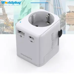 Worldplug 20W PD QD European Travel Plug Power Adapter EU Socket to US UK AU Wall Charger Adaptor with USB and Type C