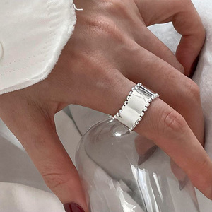 S925 Sterling Silver Beaded <b>Ring</b> Women's Simple Elegant <b>Open</b> Design Everyday Wear Jewelry - Product Image 3