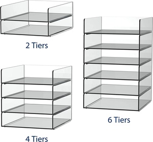 Khay Đựng Tài Liệu <span class=keywords><strong>Acrylic</strong></span> Có Thể Xếp Chồng Lên Nhau 4 Tầng Khay Sắp Xếp Tài Liệu Văn Phòng Để Bàn, Không Cần Lắp Ráp Khay Sắp Xếp Tài Liệu - Product Image 3