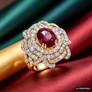 แหวนค็อกเทลทองคำแท้สำหรับผู้หญิง S925/10K/14K/18K ประดับทับทิมทรงกลมเจียระไนแบบเหลี่ยมเพชรพลอย ดีไซน์ดอกไม้สุดหรู - Product Image 2