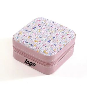 Boîte de rangement élégante pour bijoux de voyage, vente en gros, étui portable pour femmes pour boucles d'oreilles, bagues et colliers - Product Image 1