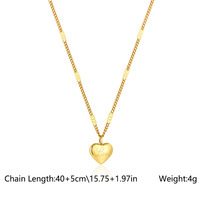 Collier pendentif cœur vintage, chaîne en acier inoxydable 304 plaqué or pour femme, bijoux romantiques imperméables et résistants au ternissement