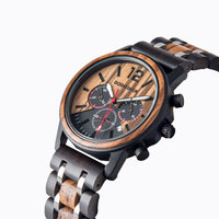 Montre à quartz squelette en bois classique et étanche pour hommes avec logo en métal 3D Design élégant, antique et à la mode en acier inoxydable