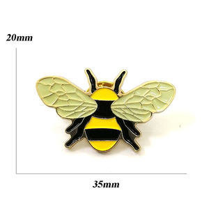 Pas de frais de moule en alliage de zinc moulé plaqué or émail doux manteau d'abeille poitrine costume chemise poche chapeau casquette vêtements vêtements épingle badges - Product Image 3