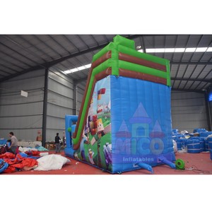 Grand toboggan gonflable vibrant sur le thème du safari avec zone de rebond pour les journées scolaires et les célébrations en parc - Product Image 3
