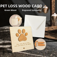Cartes de condoléances créatives en bois gravées, écologiques, pour la perte d'un animal de compagnie, idéales pour Noël, vente en gros