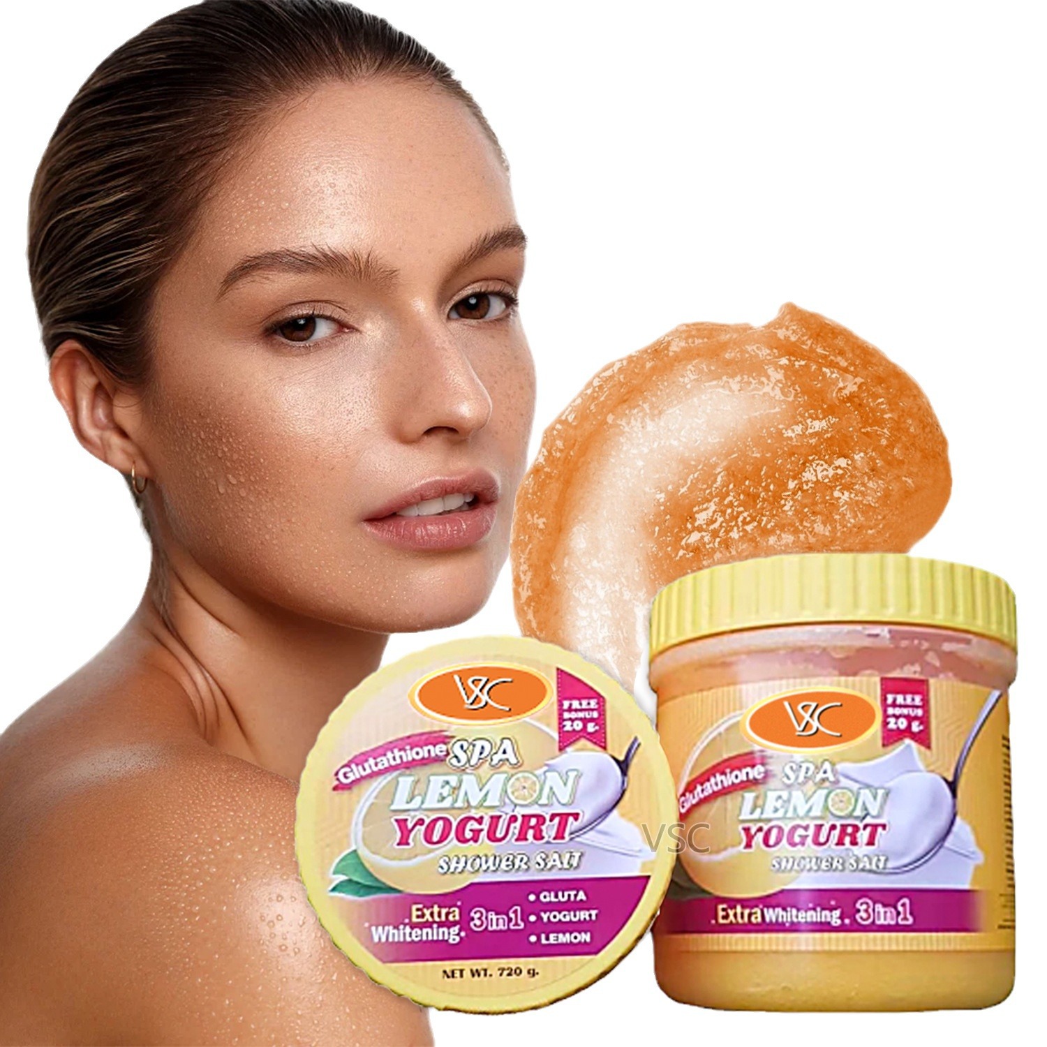 Lemon Yogurt Scrub Bath Salt 720g Deep Cleansing Shower Gel Whitening Moisturizing Removes Chicken Skin Bath Salt