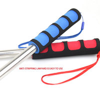 Mât de drapeau télescopique portable en acier inoxydable avec poignée en éponge colorée, réglable à la main pour guide touristique, vente en gros