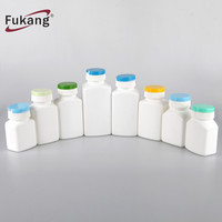 Flacon de pilules en plastique HDPE, vide, carré blanc, emballage, conteneur de capsules de médicaments, 90ml