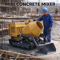 Nouveautés : Mini-dumper hydraulique portable, petit camion-bétonnière auto-chargeur sur chenilles