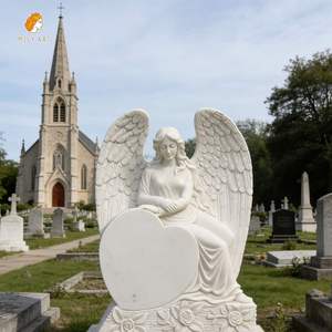 Надгробие MILY на заказ: высококачественный мраморный ангел в форме сердца для кладбища - Product Image 5
