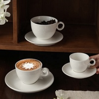 Tasse à espresso en porcelaine blanche Latte Cappuccino Americano Tasse et soucoupe en céramique