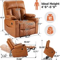 Direct usine Eiayeebil chaise inclinable en cuir marron clair Massage thermique à double moteur Ports USB Type C Ascenseur de position infinie