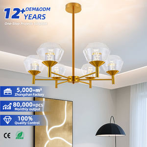 Lámpara Colgante de Lujo Francesa para Restaurante, Moderna, Minimalista, Dorada, con Múltiples Cabezas, de Vidrio de Alta Gama, con LED - Product Image 1