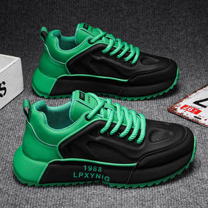 Chaussures de sport en maille de grande taille, style dad shoes, tendance européenne, marque tendance, printemps, chaussures pour hommes, chaussures de course noires, vente en gros - Product Image 3