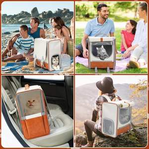 Portable Cat Pet Carrier <b>Backpack</b> <b>for</b> Medium Small Cats and <b>Dogs</b> Carry Bag Travel Mesh Airline Approved Pet Carrier <b>Backpack</b> - Product Image 2