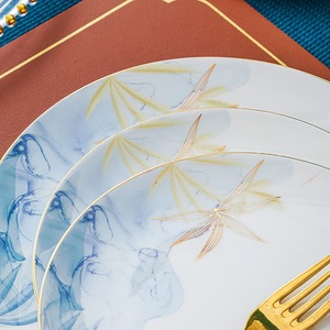 Venta directa de los fabricantes, nuevo juego de vajilla de cerámica de 28 piezas de lujo ligero chino, juego de cuencos de comedor para seis personas, regalo - Product Image 4