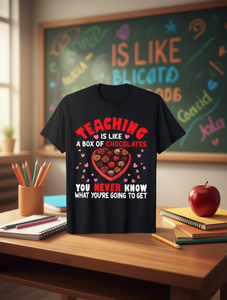 Insegnare è come una scatola di cioccolatini, maglietta per uomo e donna, 100% cotone, traspirante, girocollo, manica corta, regalo unisex - Product Image 2